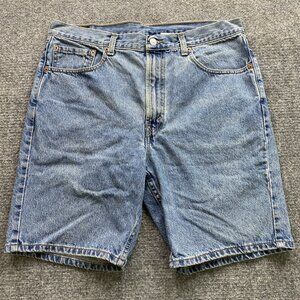 Levi's 505 Jean Shorts‎ Mens 36 Blue Denim Bermuda Jorts Y2K Workwear Camp Hike